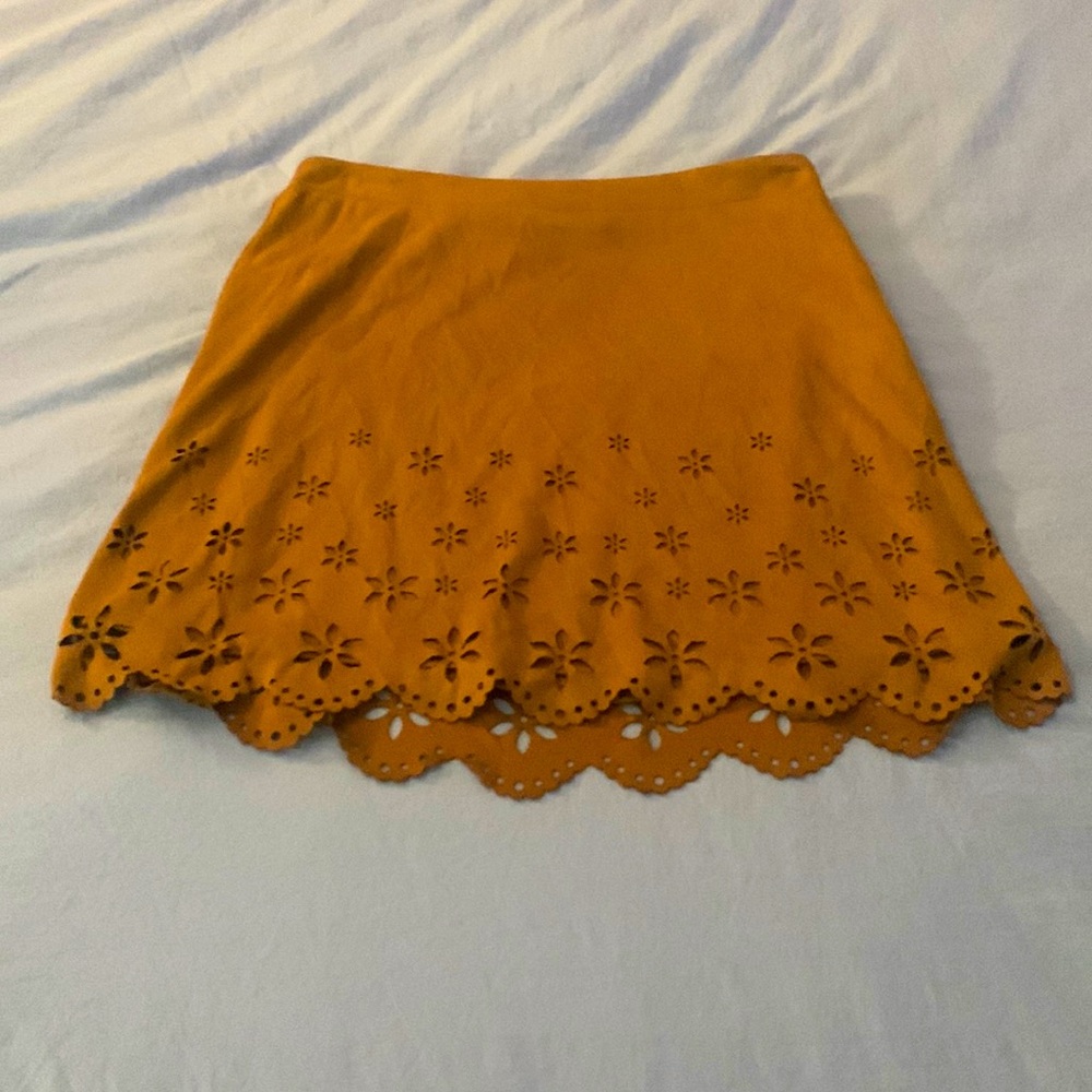 Forever 21 Faux Suede Mini Skirt, Size Small, Brown with Lattice Pattern
